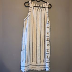 Akemi Kin Anthropologie linen blend striped shift dress. Size 10.